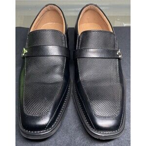 NXT Italy Collection Shoes Mens 7 Black Horsebit Apron Toe Loafers N2416
